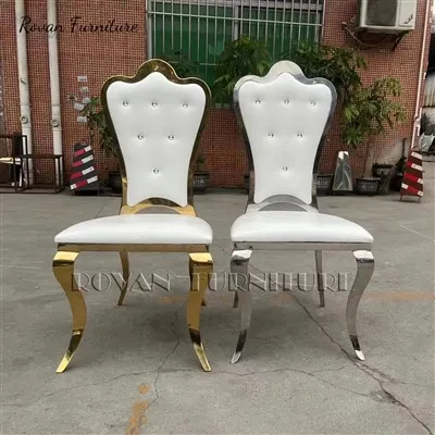 クリスタルボタンゴールドステンレススチールダイニングチェア